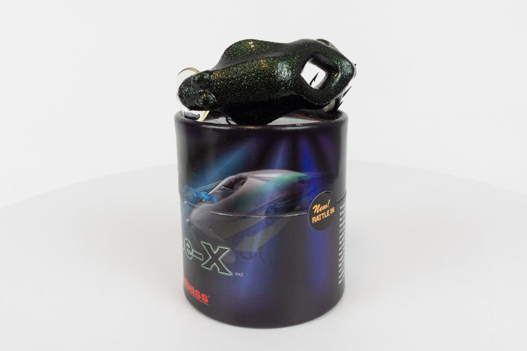 Megabass Type-X - 2005 model - Bell Frog colour - Discontinued rare fishing lure, new in original packaging. Back view of lure on packaging. 
