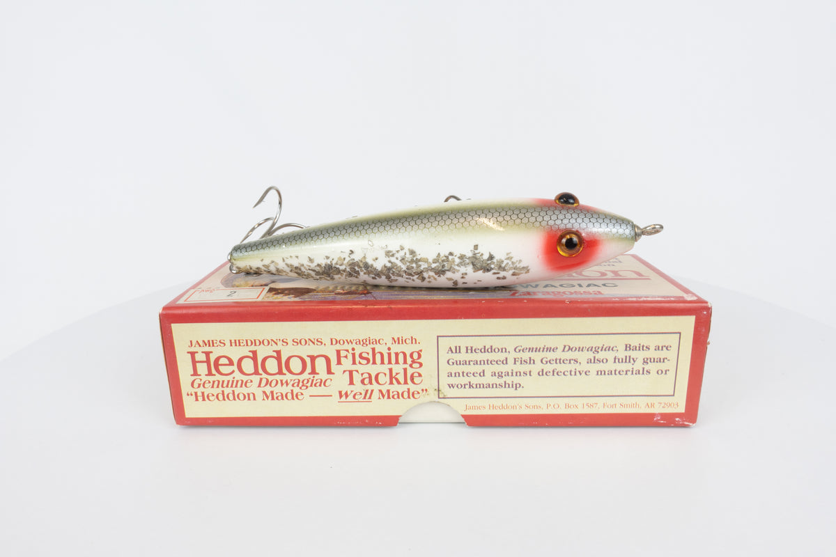 Heddon Dowagiac Zaragossa - 1894-1994 Centennial Edition - RHF colour, new with original packaging, side view of fishing lure on box