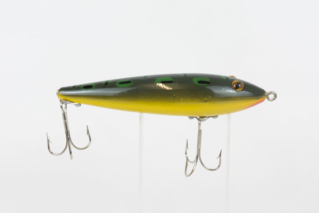 Heddon Dowagiac Zaragossa - 1894-1994 Centennial Edition - Bull Frog, new with original packaging, side view of fishing lure