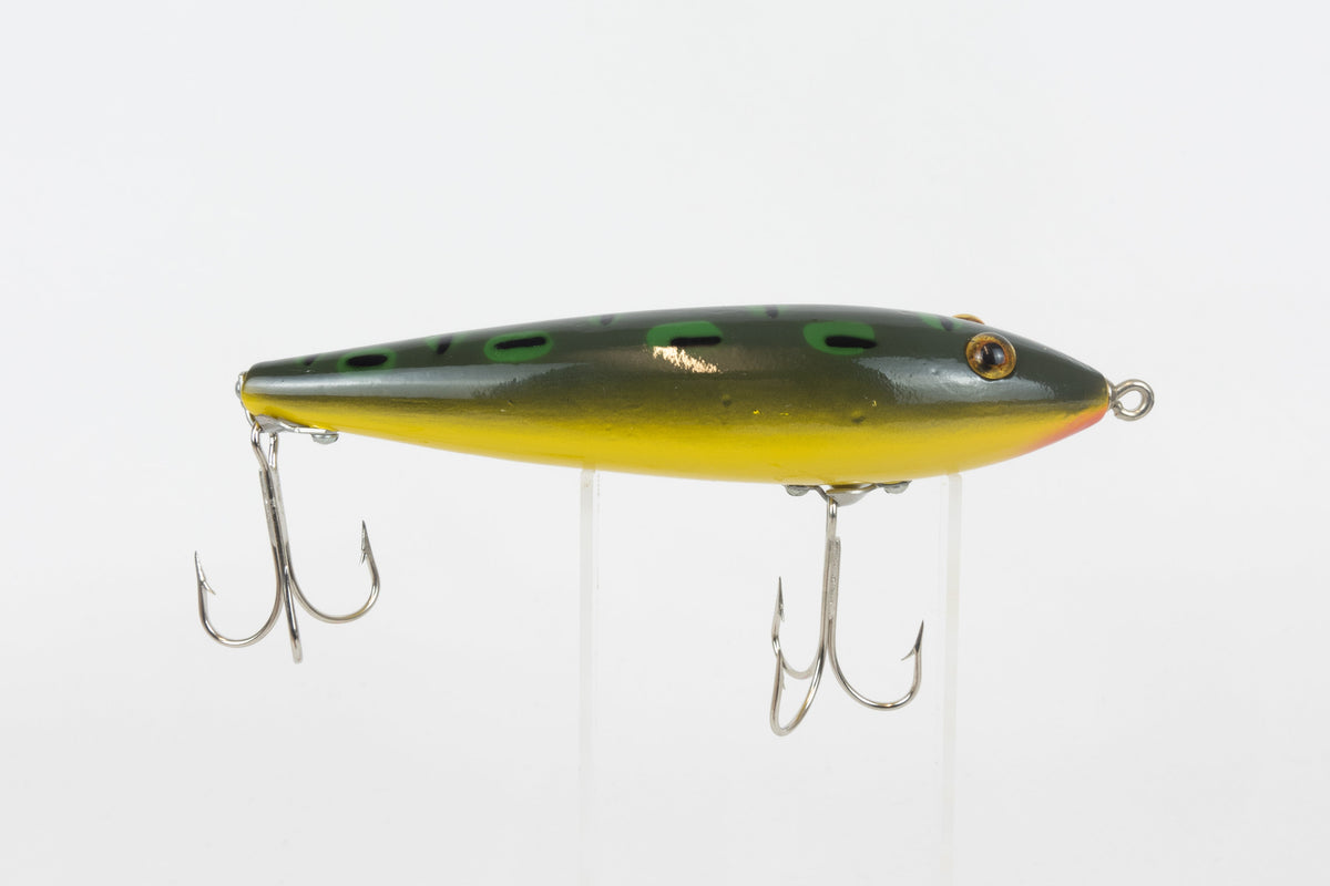 Heddon Dowagiac Zaragossa - 1894-1994 Centennial Edition - Bull Frog, new with original packaging, side view of fishing lure