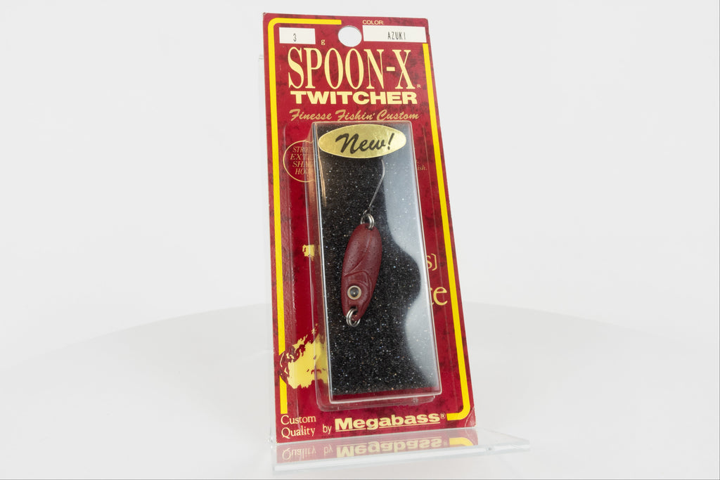 Megabass Spoon-X Twitcher - Azuki, discontinued Japanese made lure, new in original packaging, front view.