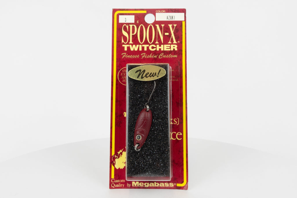 Megabass Spoon-X Twitcher - Azuki, discontinued Japanese made lure, new in original packaging, front view.