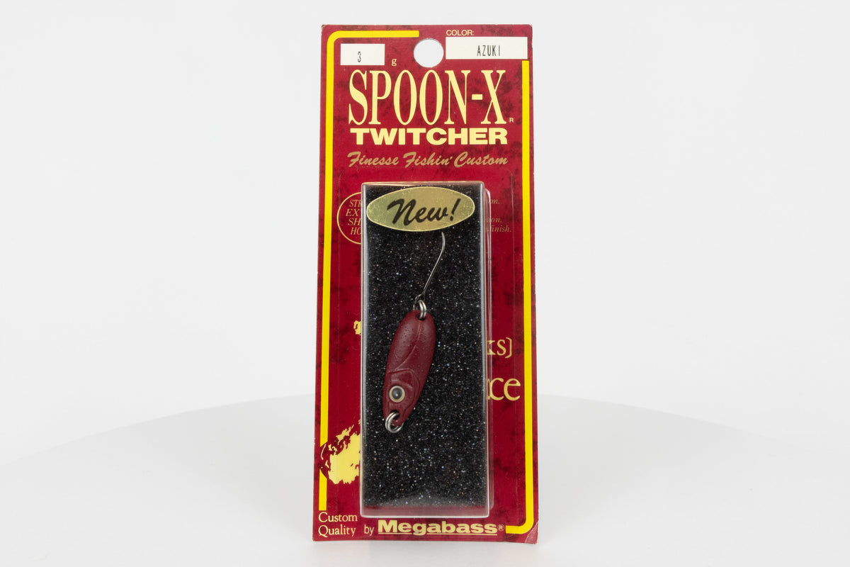 Megabass Spoon-X Twitcher - Azuki, discontinued Japanese made lure, new in original packaging, front view.
