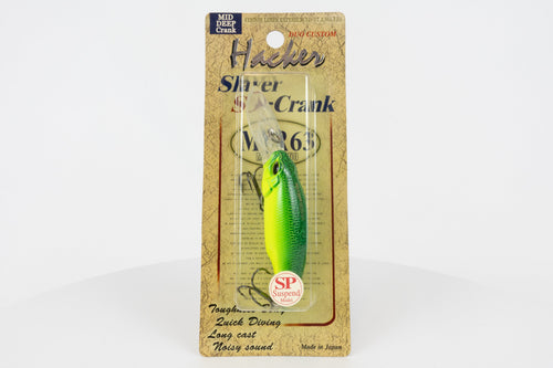 Duo / Hacker Slaver SD-Crank MDR63 - Lime Chart, Japanese discontinued fishing lure in new packaging, front view. 