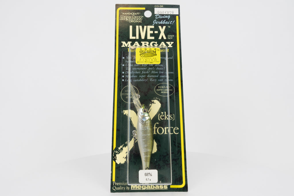 Megabass Live-X Margay - 2000 model - GG Oikawa Male, new in packaging, front view.
