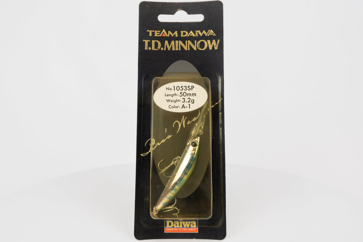 Team Daiwa T.D. Minnow 1053SP - A-1 fishing lure in original packaging, front view.