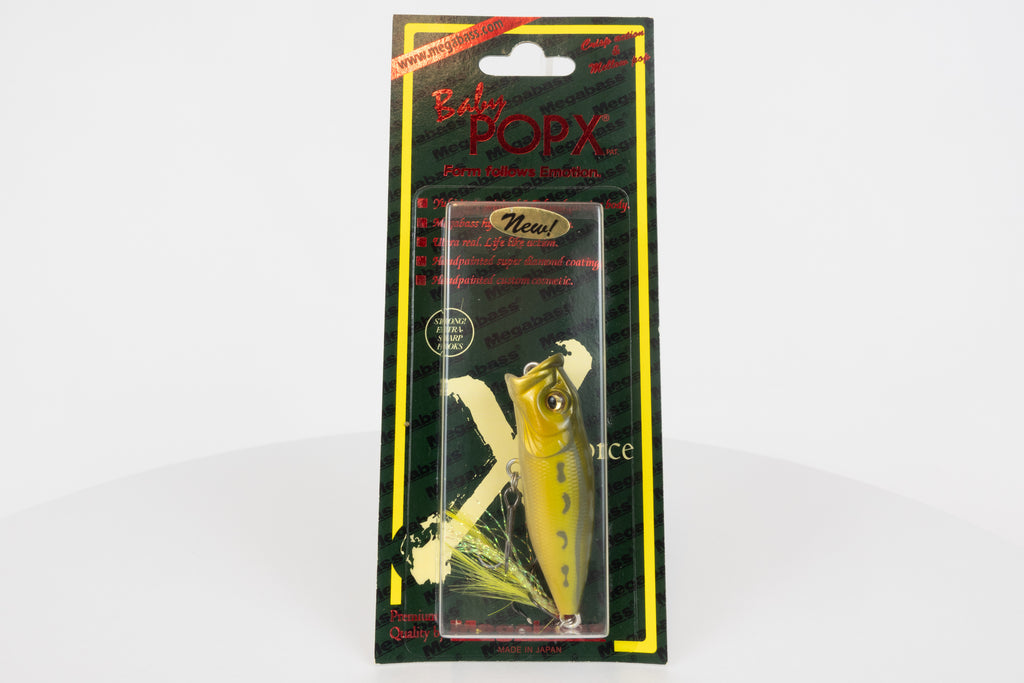 Megabass Baby Pop-X - 2012 - Tonosama Frog, 2012 stamped model in original packaging, front view. 