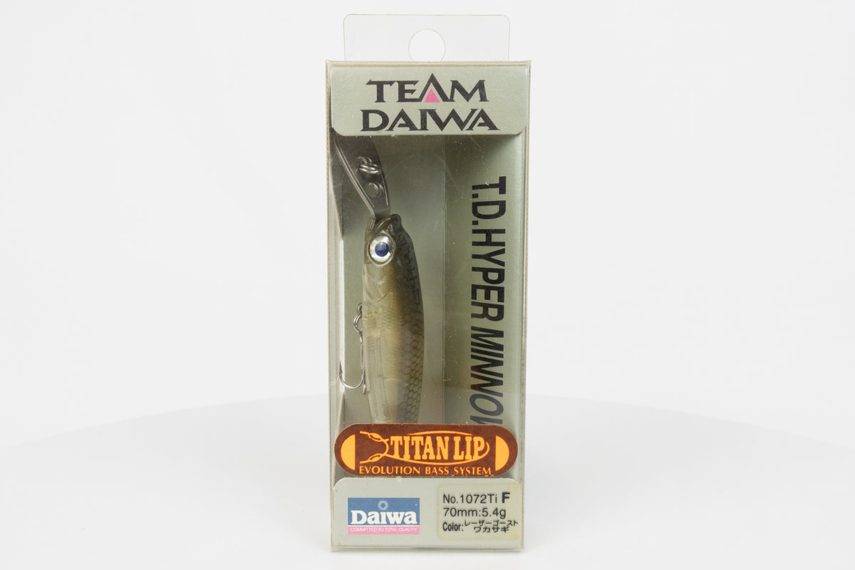 Team Daiwa T.D. Hyper Minnow 1072Ti - Laser Ghost Wakasagi in original packaging, front view. 